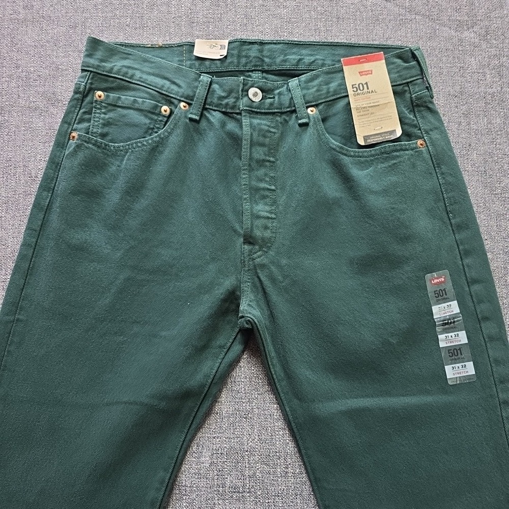 Levis 501 Original Fit Jeans Green 31x32 Straight Leg Button Fly Mens NWT - Picture 5 of 13